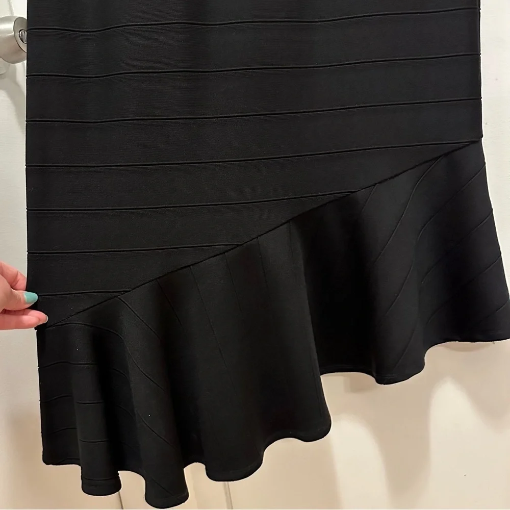 SOLD. Shoshanna Adria Shirt Sheath Midi Dress 12 Asymmetrical Ruffle Flu - Picture 5 of 11